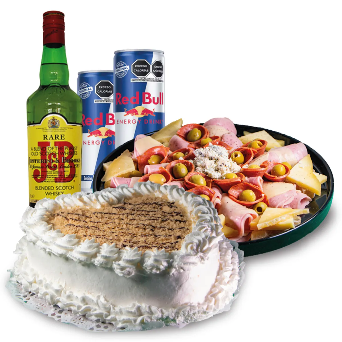 Súper picadera + whisky + tarta