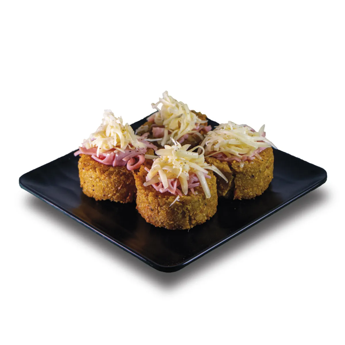 Tostones rellenos de jamón y queso (4 unidades)