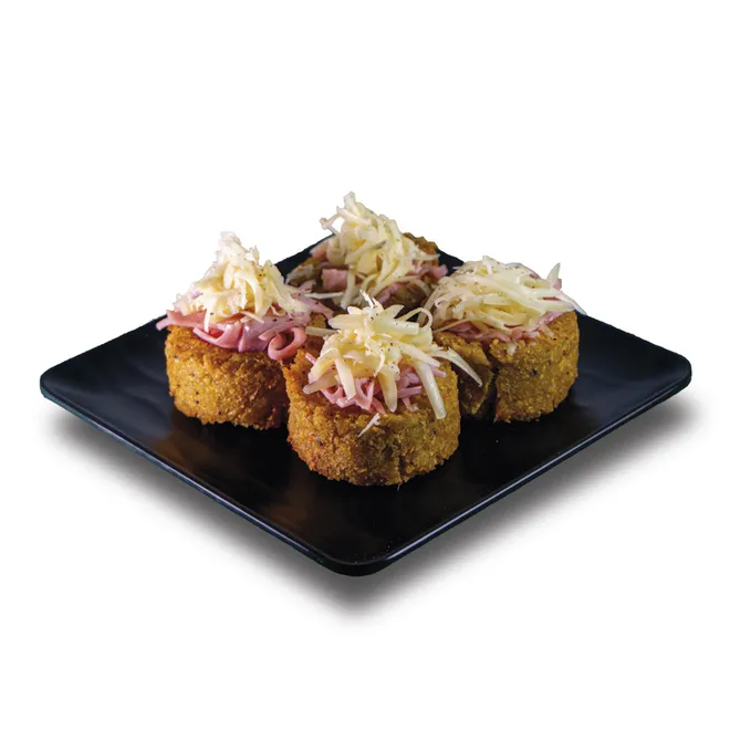 Tostones rellenos de jamón y queso (4 unidades)