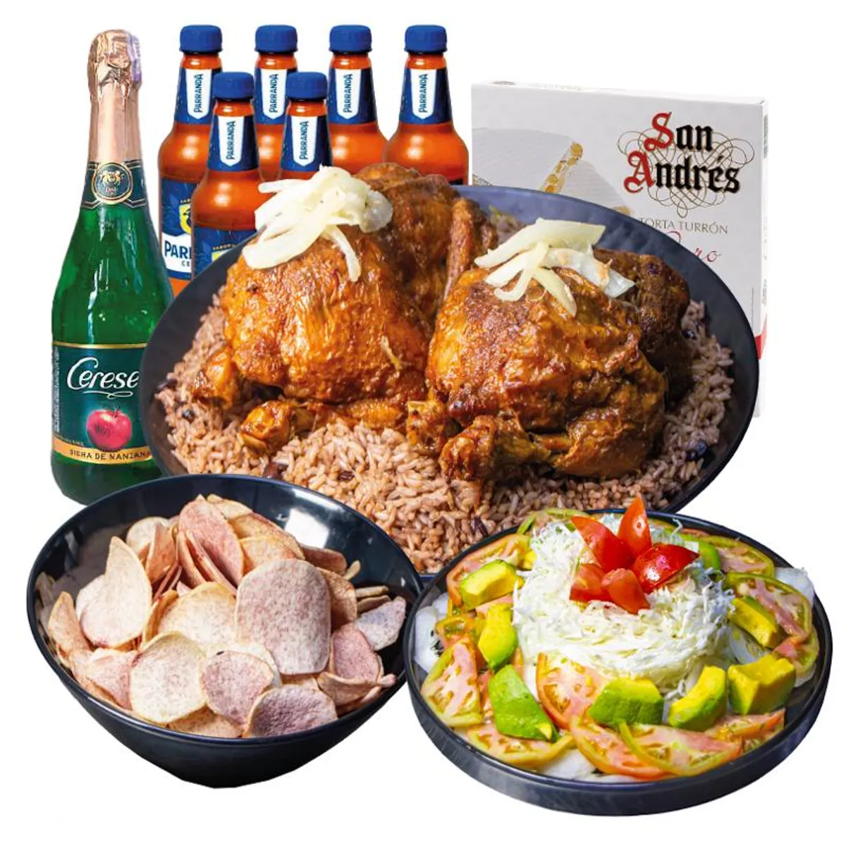 Cena navideña de pollo asado (6-8 personas)
