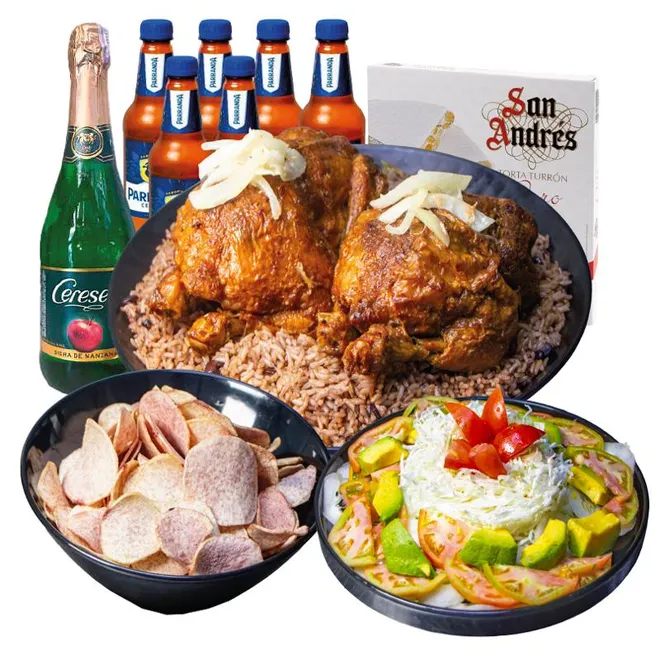 Cena navideña de pollo asado (6-8 personas)