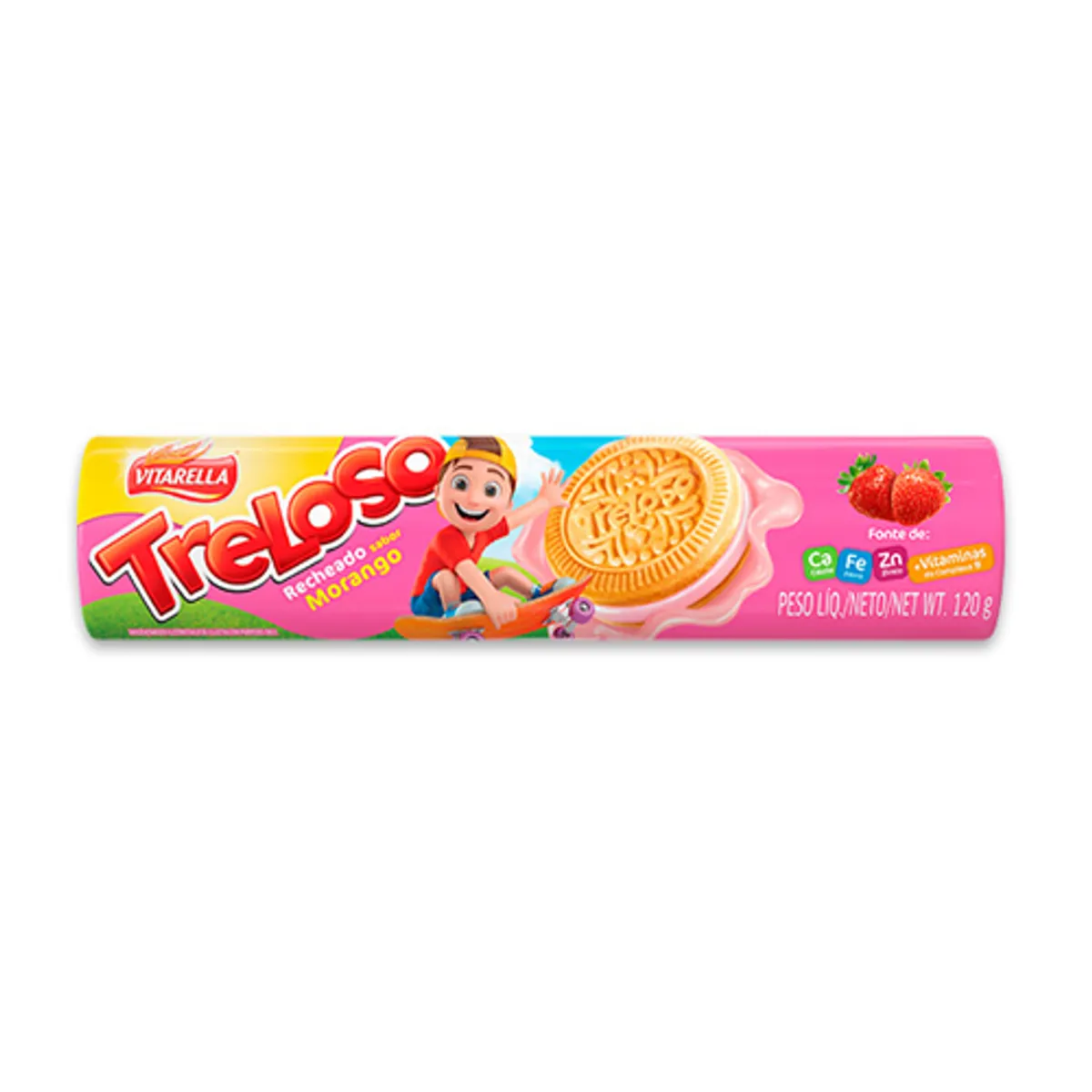 Galleta dulce sándwich, sabor: vainilla-fresa, 120 g, Vitarella