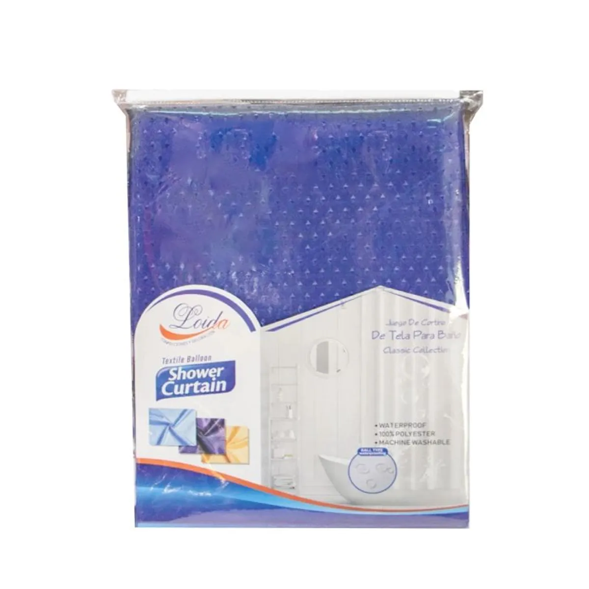 Cortinas para baño de tela, color azul bandera (180 cm x 180 cm) 