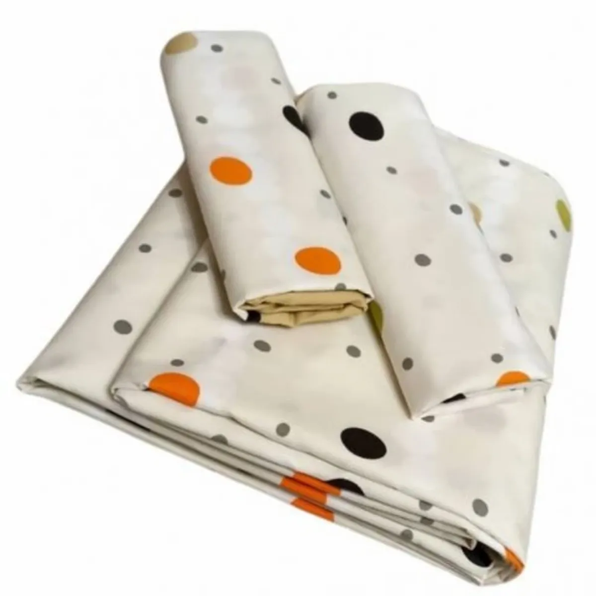 Juego de sábanas estampado beige con círculos