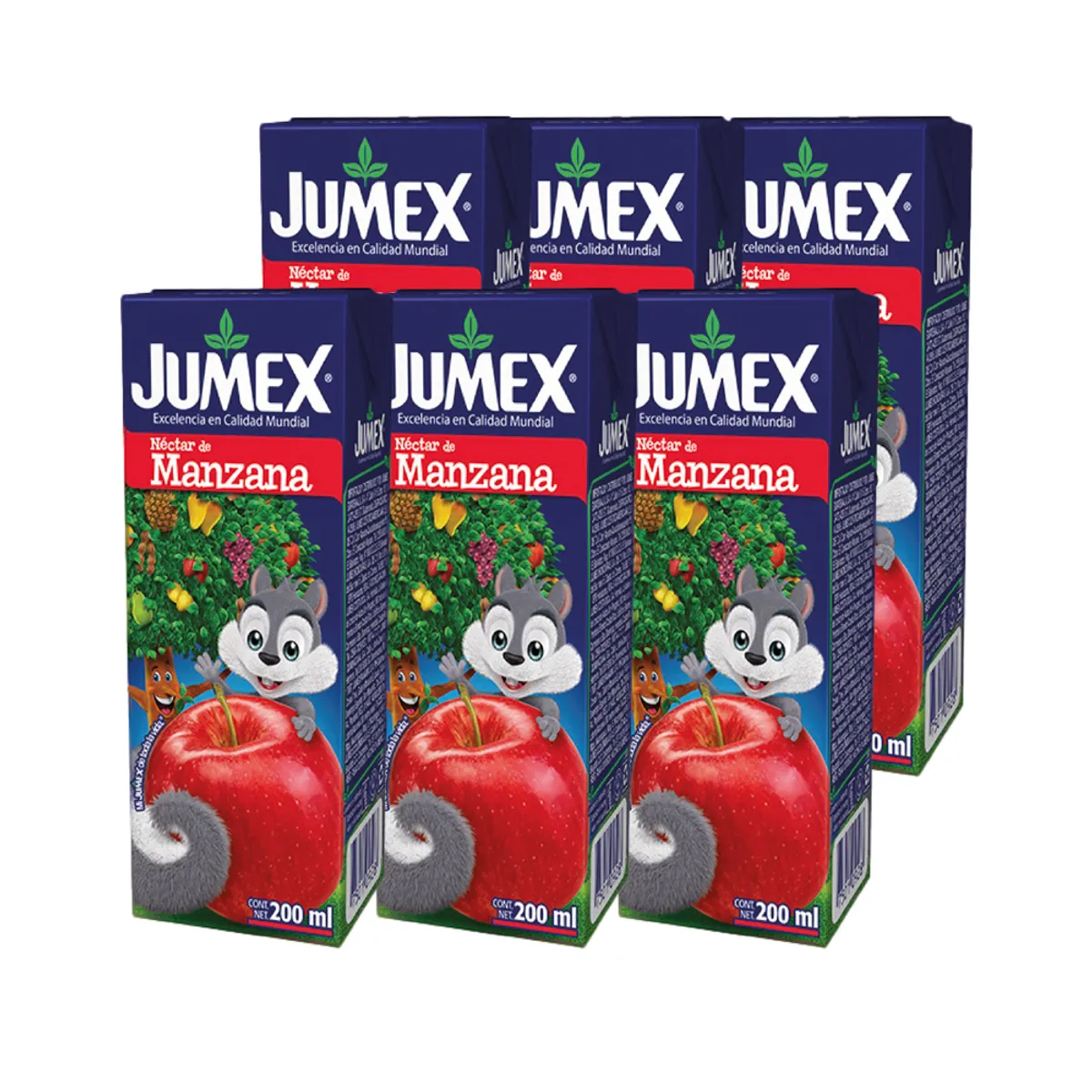 Six de jugos sabor Manzana, Jumex, (6 x 200 ml)