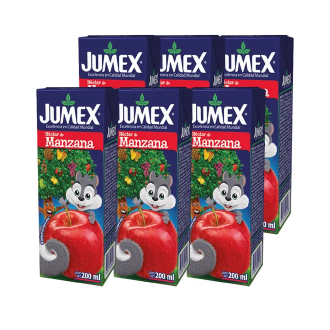 Six de jugos sabor Manzana, Jumex, (6 x 200 ml)