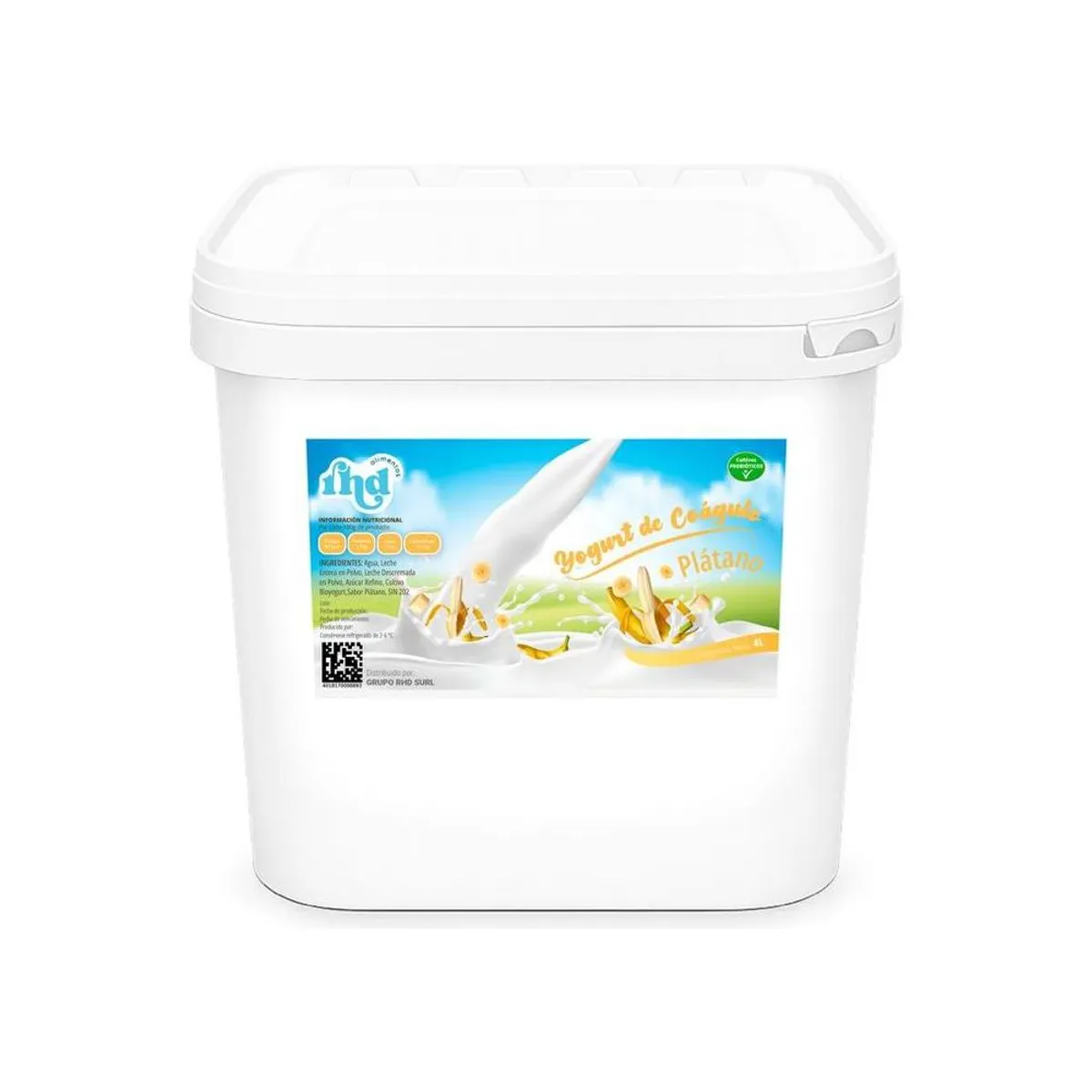Yogurt probiótico de coágulo sabor Plátano, 4 L, RHD