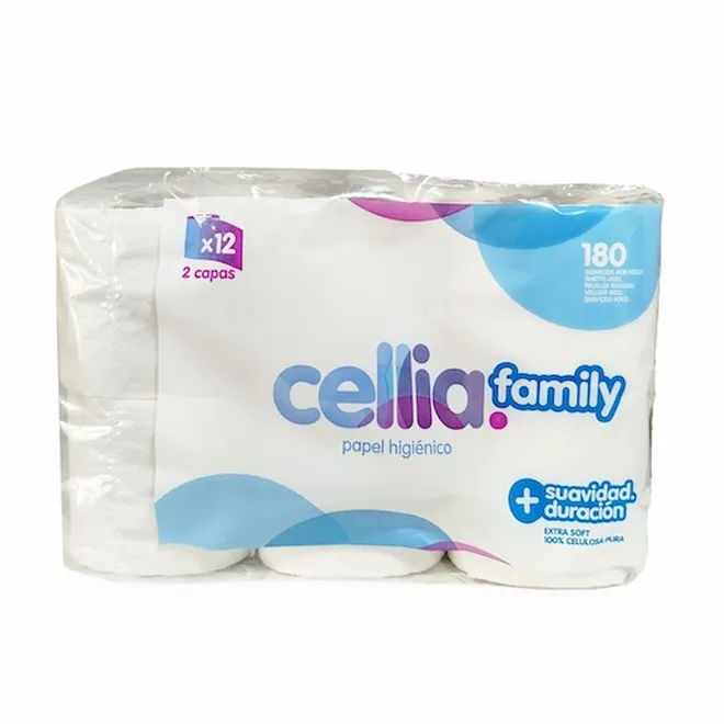 Papel higiénico family, 12 u, Cellia