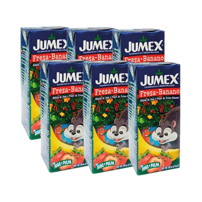 Six de jugos sabor Fresa-Banano, Jumex, (6 x 200 ml)