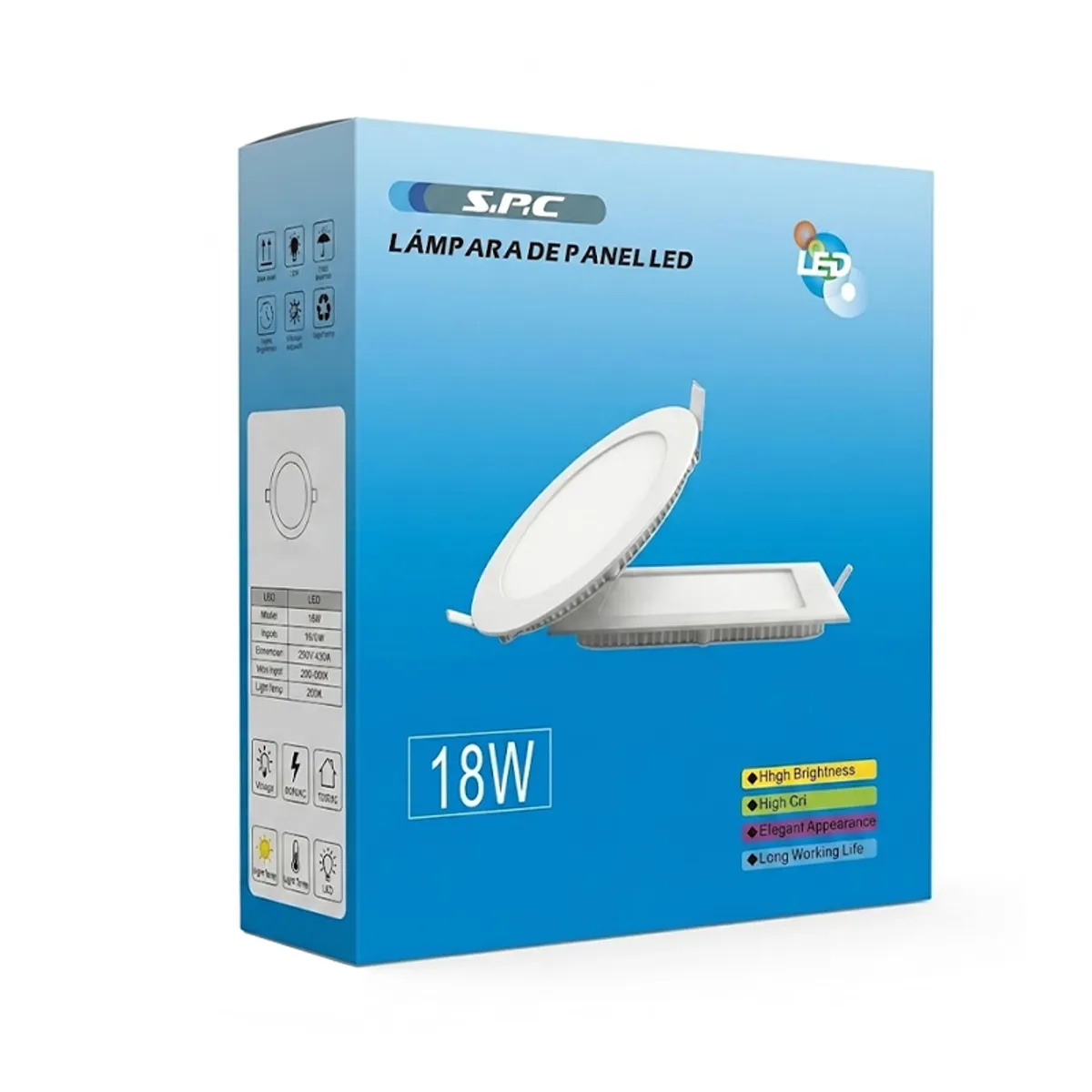 Lámpara LED plana de 18 W para empotrar, SPC