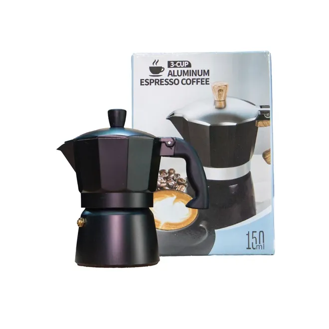 Cafetera Black Coffee de tres tazas, color negro, Espresso Coffee