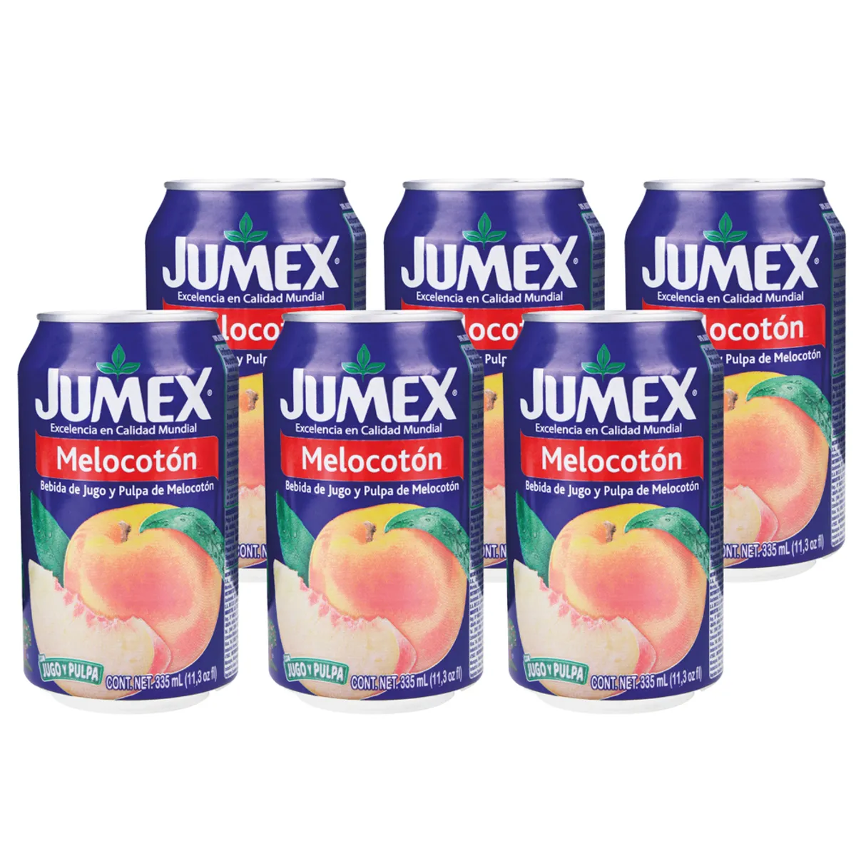 Six de jugos lata sabor Melocotón, Jumex, (6 x 335 ml)