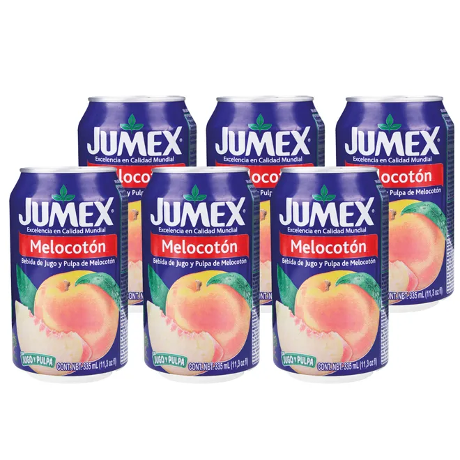 Six de jugos lata sabor Melocotón, Jumex, (6 x 335 ml)