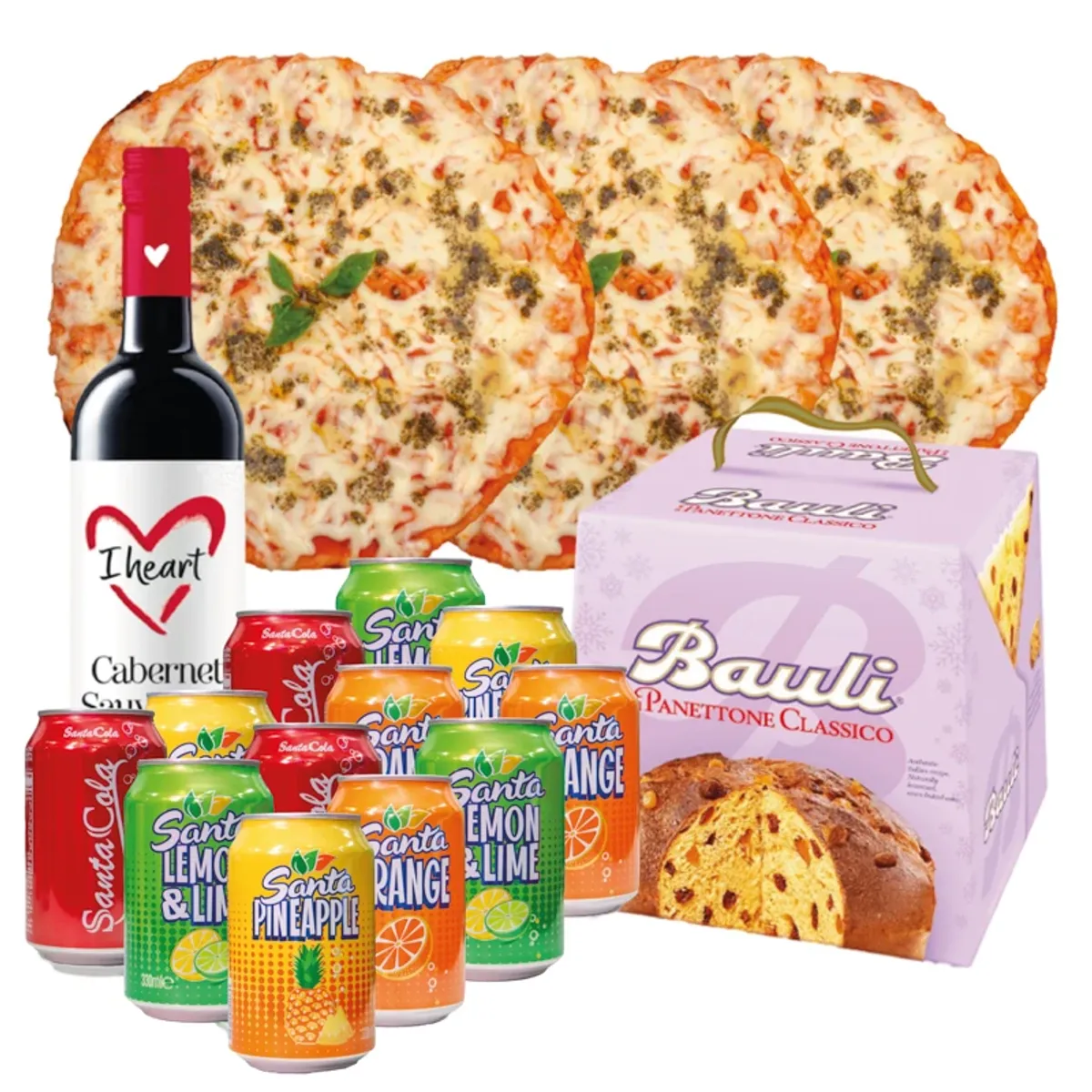 Cena especial con pizzas y vino