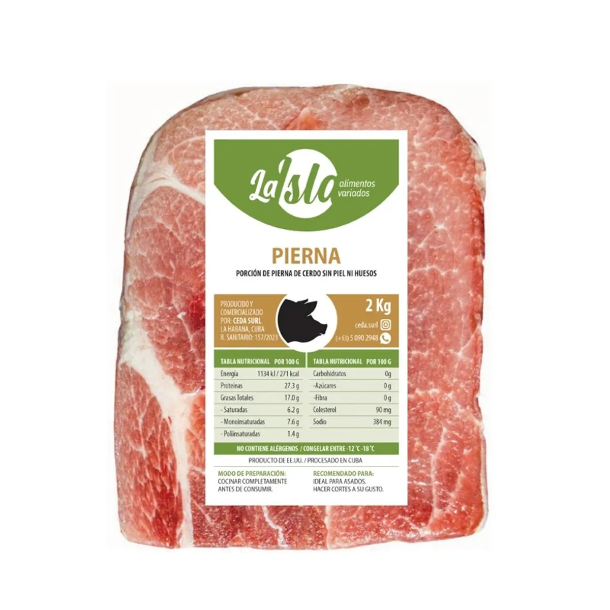 Pierna de cerdo sin piel y sin hueso, 2 kg, La Isla