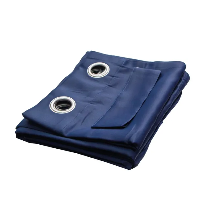 Cortinas de blackout, 2 paños con argollas color azul (1.32 m x 2.13 m)