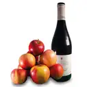 Botella de vino + manzanas