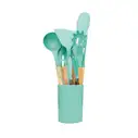 Set de utensilios para cocina de silicona, color verde, 12 u