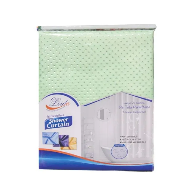 Cortinas para baño de tela, color verde claro (180 cm x 180 cm) 