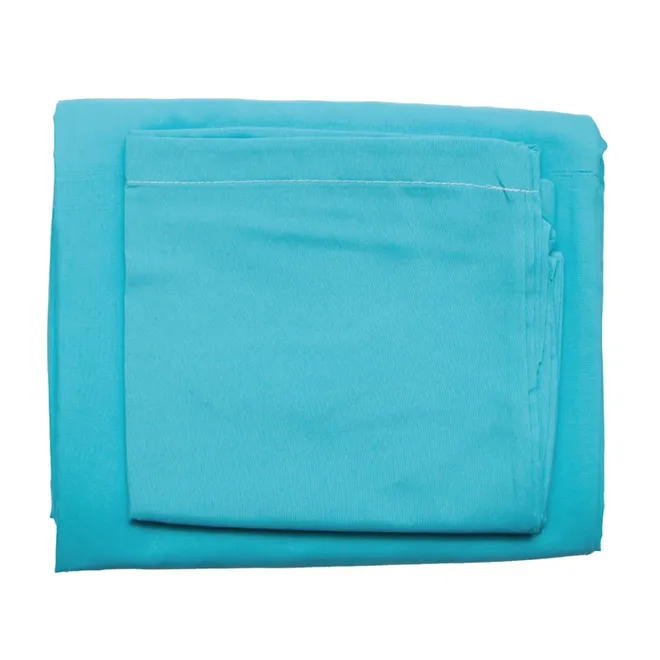 Juego de sábanas camero, color entero verde-azul