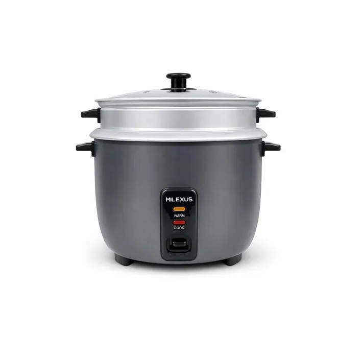 Olla arrocera con vaporera color gris, 1.8 L, Milexus