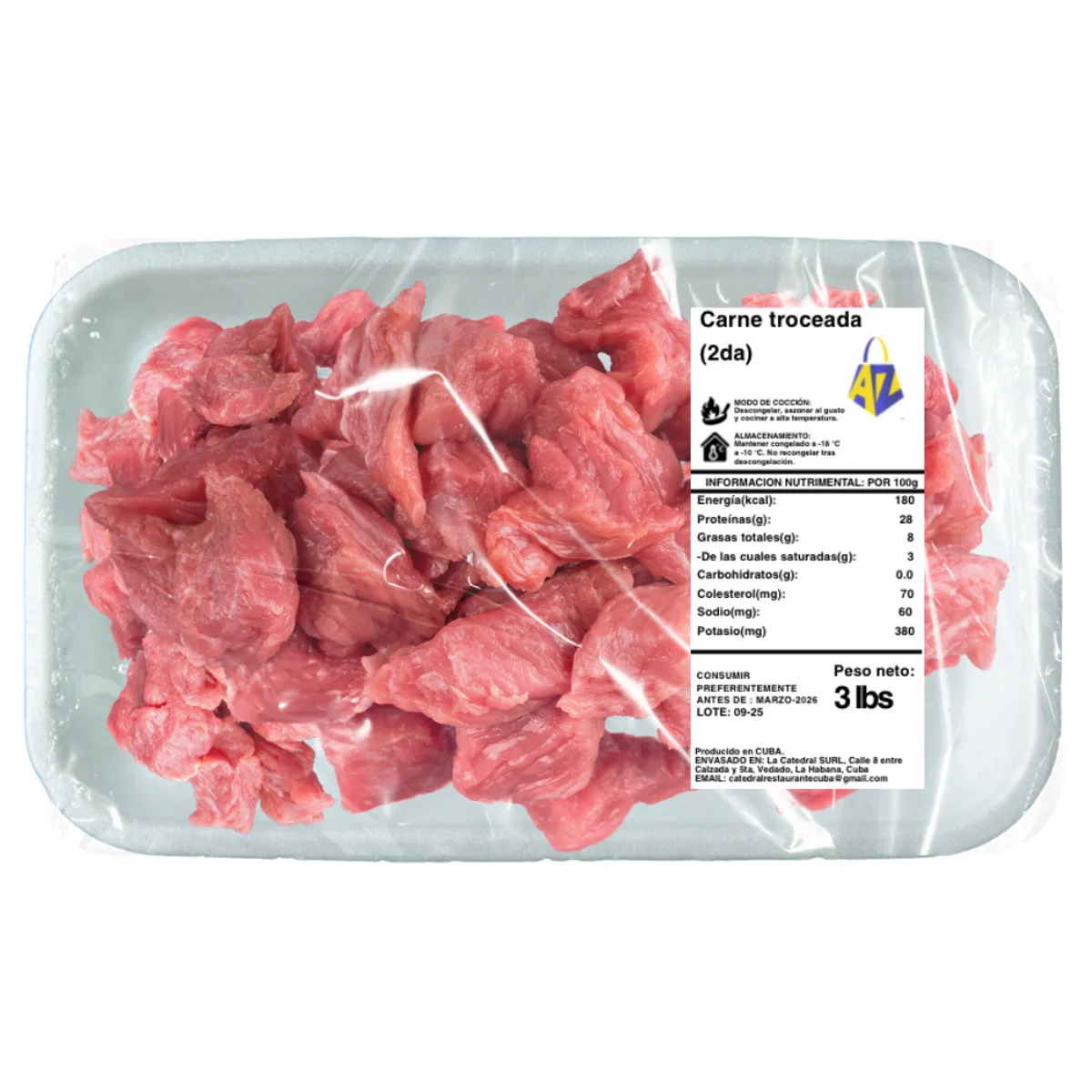Carne troceada de res, 3 lb, AZ