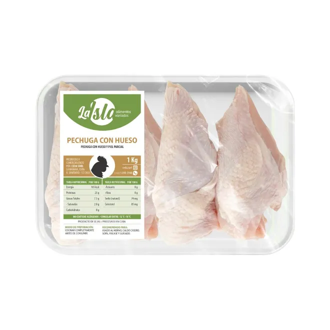 Pechuga de pollo con piel y hueso, 1 kg, La Isla