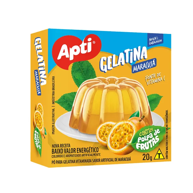 Gelatina con pulpa de maracuyá, 20 g, Apti