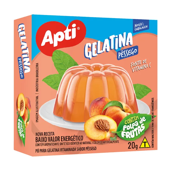 Gelatina con pulpa de durazno, 20 g, Apti