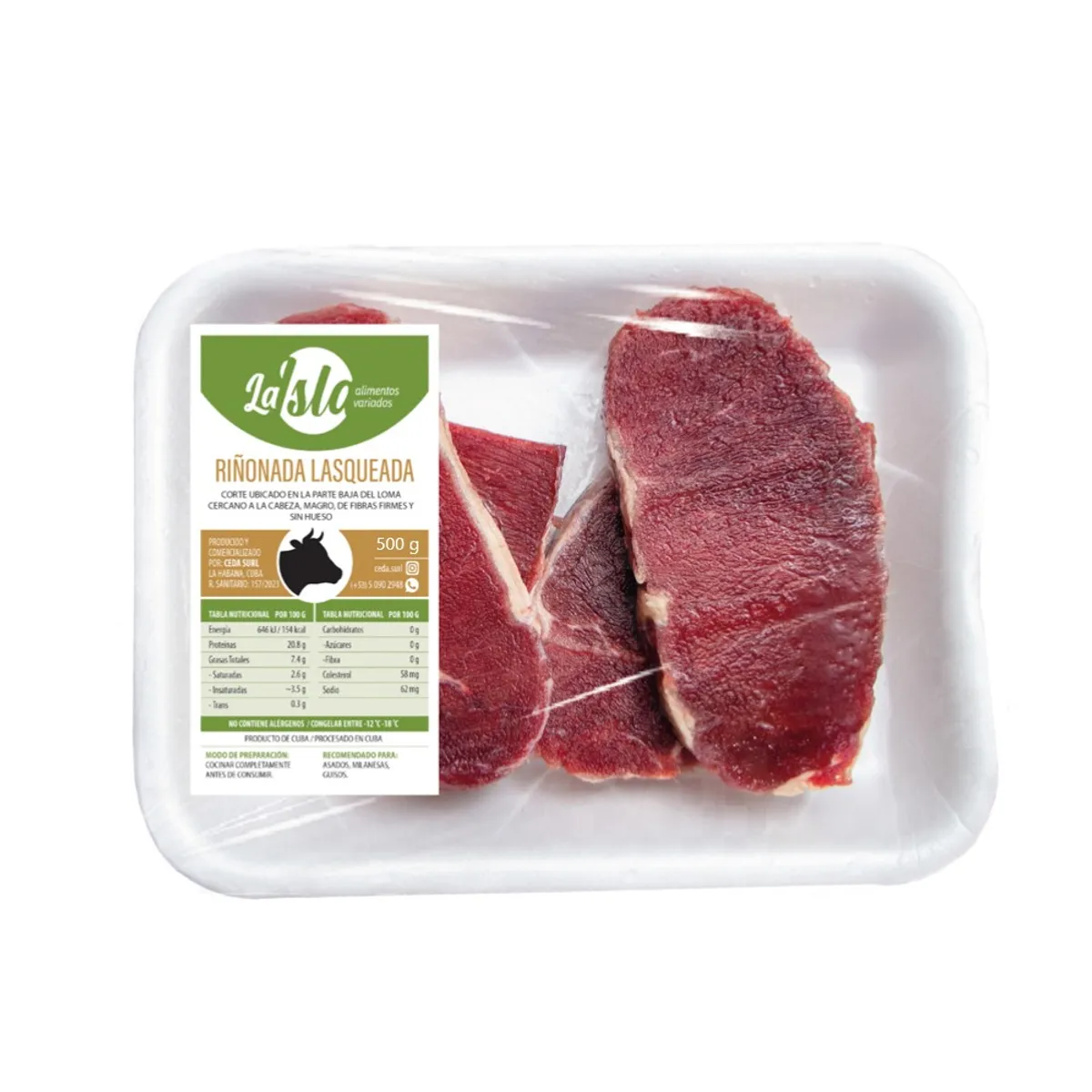 Riñonada lasqueada de res, 500 g, La Isla