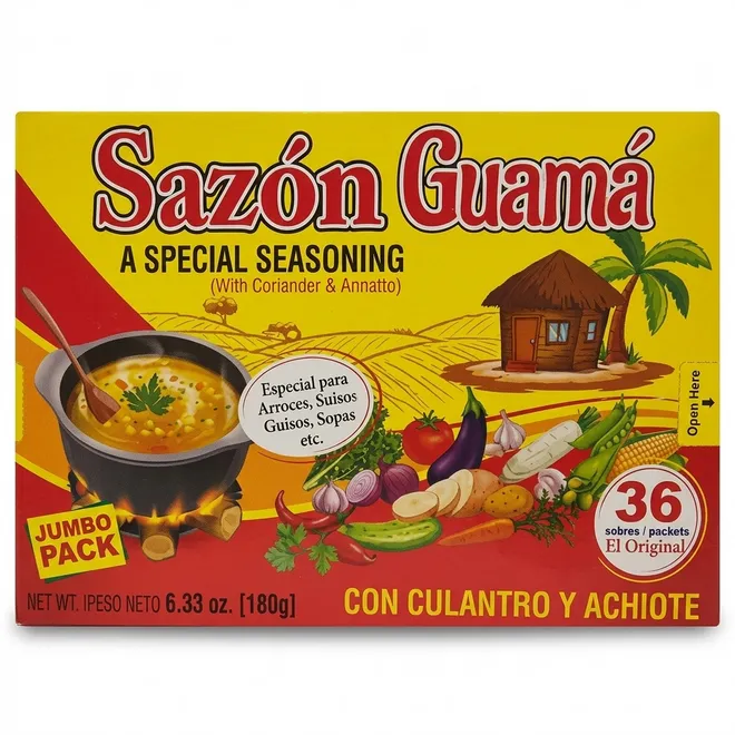 Sazón con culantro y achiote, 180 g (36 u), Guamá