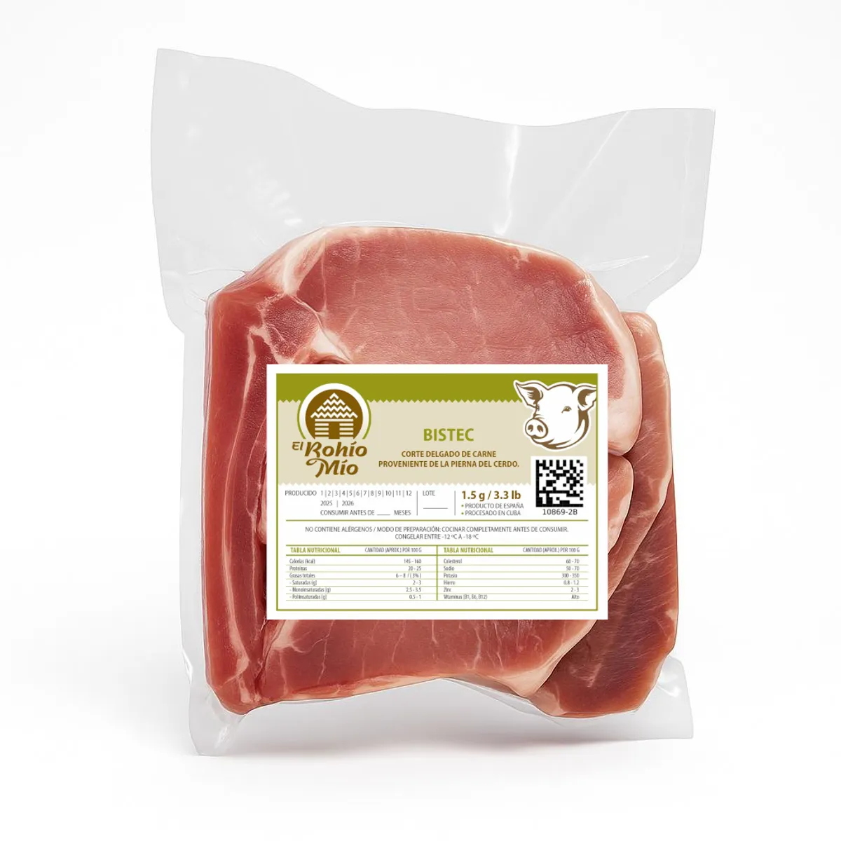 Bistec de cerdo, 1.5 kg, EBM