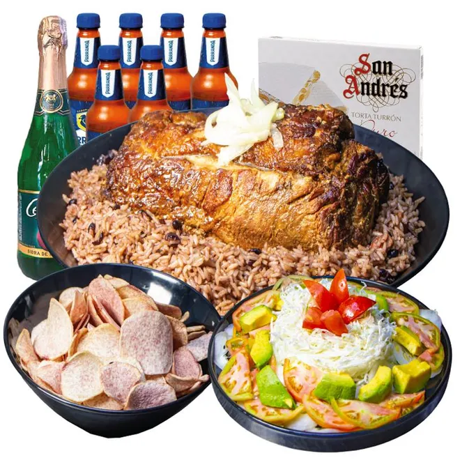 Cena especial cubana de cerdo asado (6-8 personas)