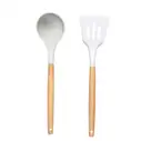 Set de utensilio de cocina de silicona y madera, 2 u