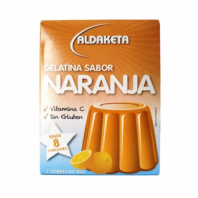 Gelatina sabor naranja, 2 X 85 g, Aldaketa