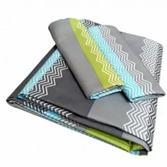 Juego de sábanas estampado gris con olas 