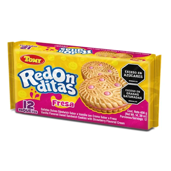 Galleta Dulce cremada fresa, 408 g (12 u) Redonditas