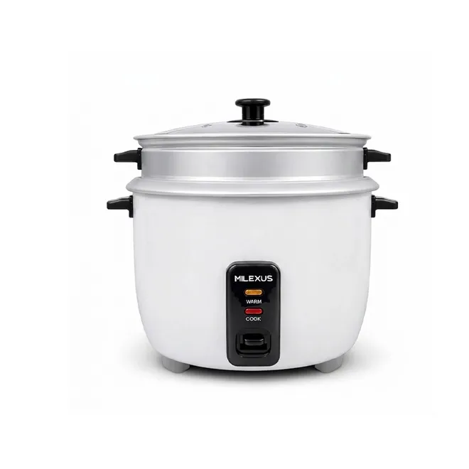 Olla arrocera con vaporera color blanco, 2.2 L, Milexus