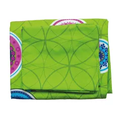 Juego de sábanas estampado verde con círculos