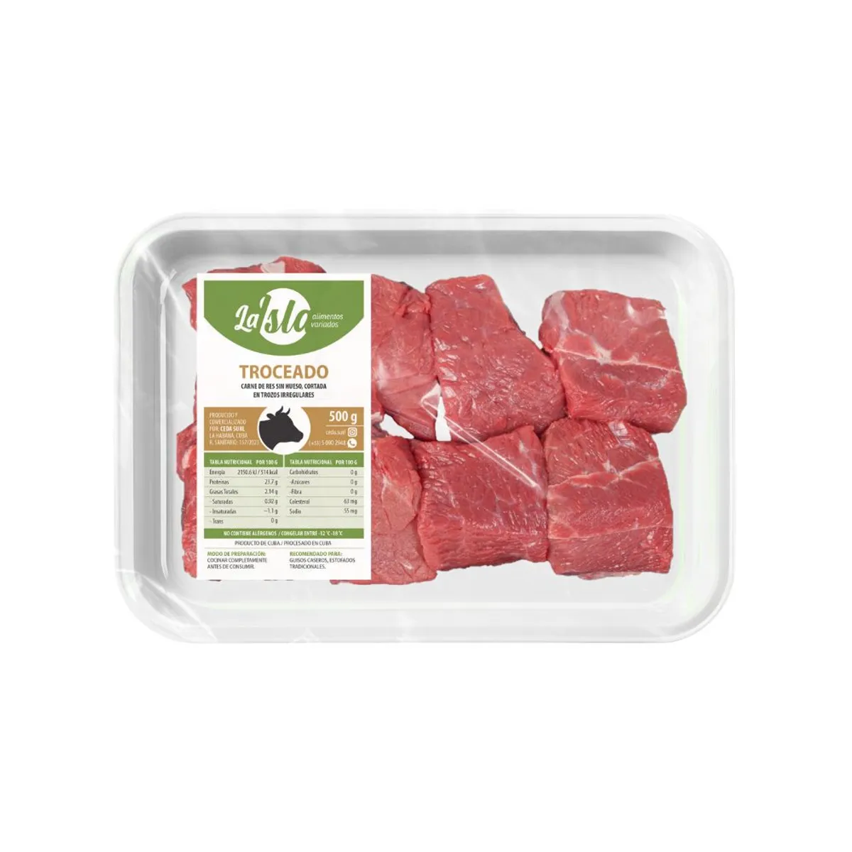 Carne de res troceada, 500 g , La Isla 
