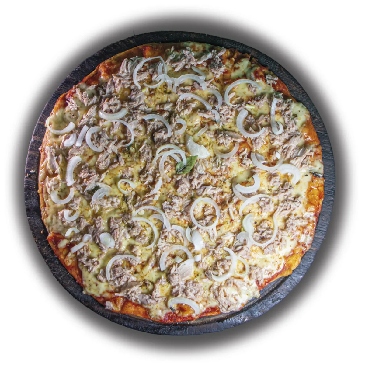 Pizza con atún y cebolla
