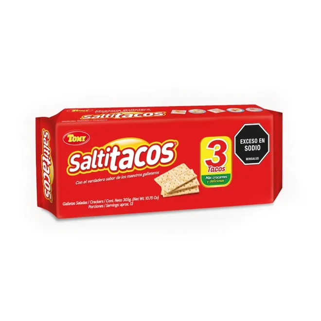 Galleta salada, 305 g (3 u) Saltitacos