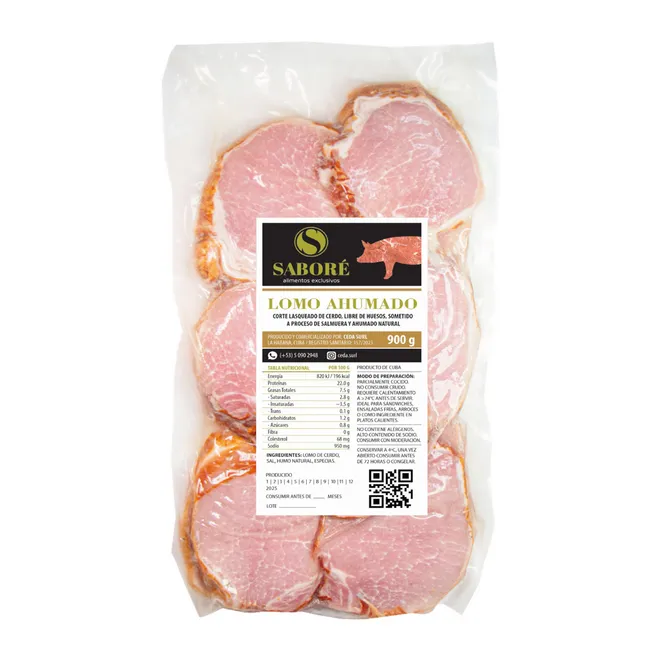 Lomo de cerdo ahumado lasqueado, 900 g, Saboré