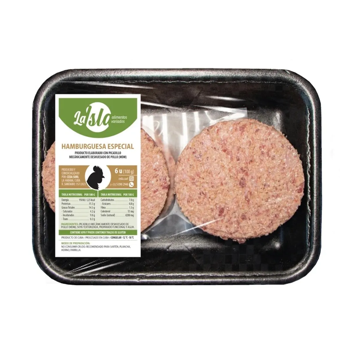 Hamburguesas de pollo, 6 x 100 g, La Isla