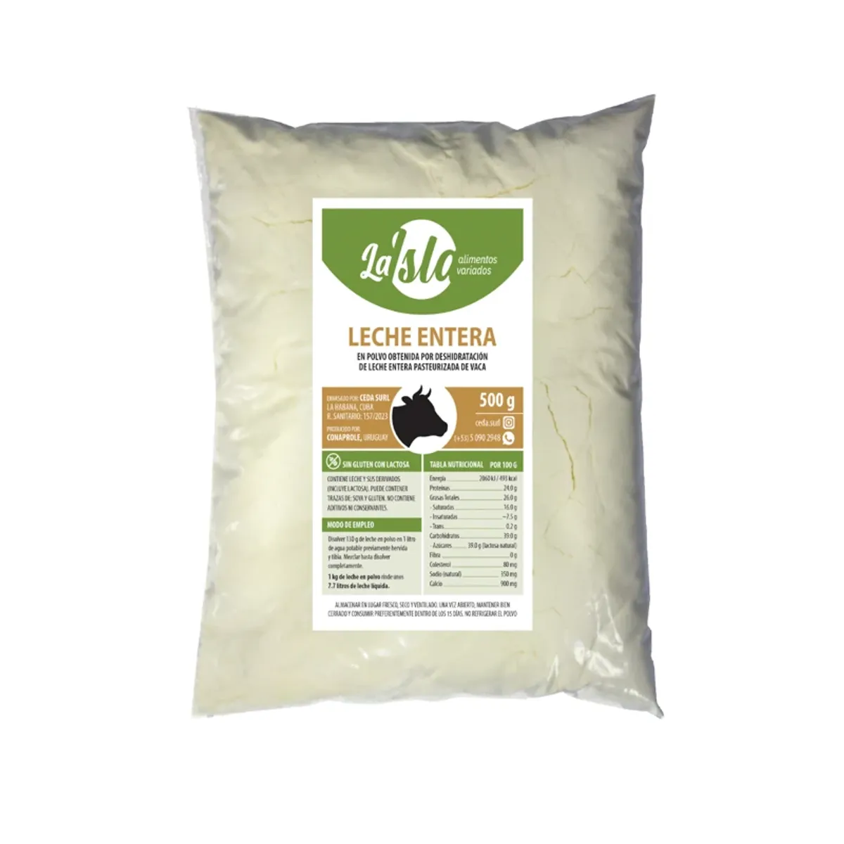 Leche entera en polvo, 500 g, La Isla