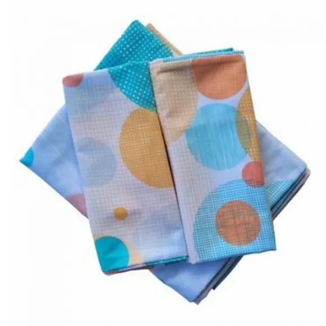 Juego de sábanas estampado azul con círculos