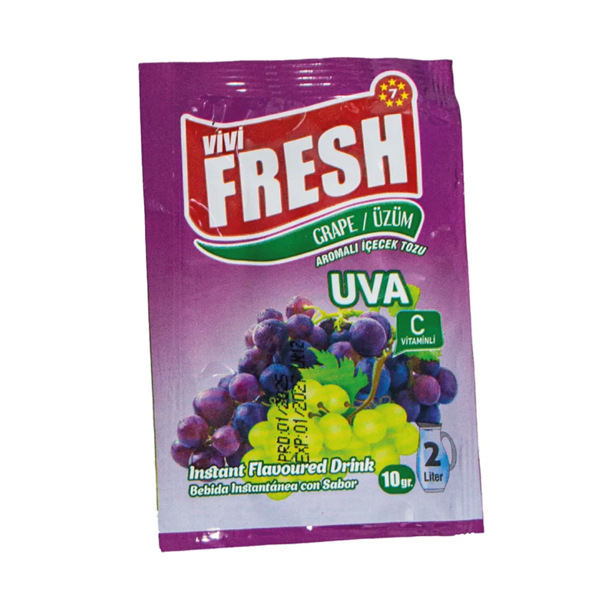 Refresco de uva en polvo, 10 g, FRESH